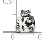 Sterling Silver 925 Kids Letter K Bead with Polished Antique Finish