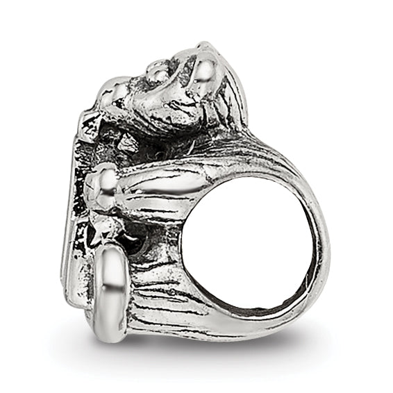 Sterling Silver 925 Kids Letter L Bead with Polished Antique Finish Secondary image