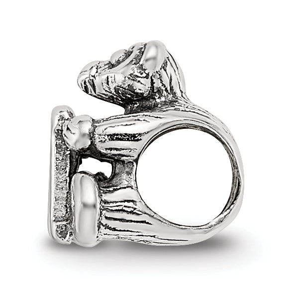 Sterling Silver 925 Kids Letter M Bead with Antiqued Finish Sophisticated Charm