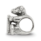 Sterling Silver 925 Kids Letter M Bead with Antiqued Finish Sophisticated Charm