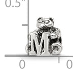 Sterling Silver 925 Kids Letter M Bead with Antiqued Finish Sophisticated Charm