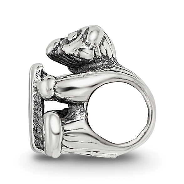 Sterling Silver 925 Antiqued Kids Letter N Bead Solid Finish