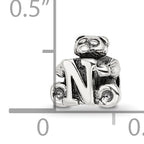 Sterling Silver 925 Antiqued Kids Letter N Bead Solid Finish
