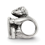 Sterling Silver 925 Kids Letter O Bead with Polished Antique Finish