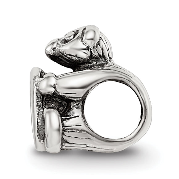 Sterling Silver 925 Kids Letter O Bead with Polished Antique Finish
