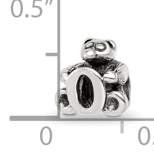 Sterling Silver 925 Kids Letter O Bead with Polished Antique Finish