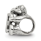 Sterling Silver 925 Antiqued Kids Letter P Bead with Polished Finish