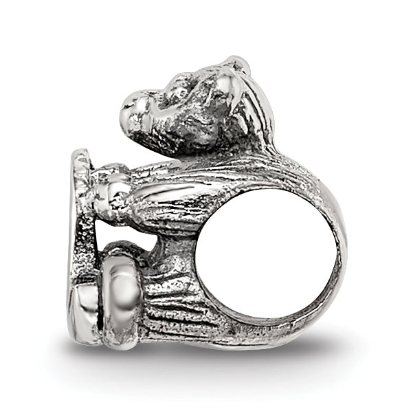Sterling Silver 925 Kids Letter Q Bead with Antiqued Finish Solid Style