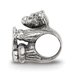 Sterling Silver 925 Kids Letter Q Bead with Antiqued Finish Solid Style