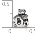 Sterling Silver 925 Kids Letter Q Bead with Antiqued Finish Solid Style