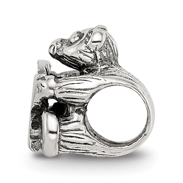 Sterling Silver 925 Kids Letter R Bead with Antiqued Polished Finish Secondary image