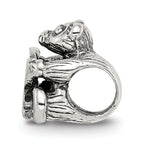 Sterling Silver 925 Kids Letter R Bead with Antiqued Polished Finish