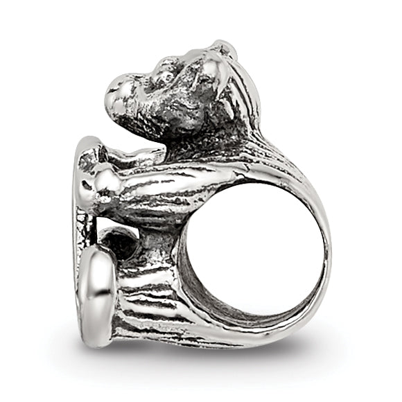 Sterling Silver 925 Antiqued Kids Bead with Polished Finish Letter T Secondary image