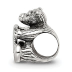 Sterling Silver 925 Antiqued Kids Bead with Polished Finish Letter T