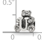 Sterling Silver 925 Kids Letter U Bead with Antique Polished Finish