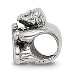 Sterling Silver 925 Kids Letter V Bead with Antique Polished Finish