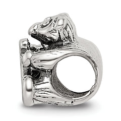 Sterling Silver 925 Kids Letter V Bead with Antique Polished Finish