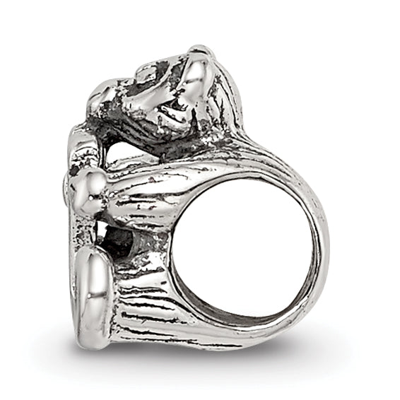 Sterling Silver 925 Kids Letter Y Bead with Antiqued Finish