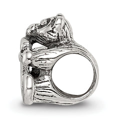 Sterling Silver 925 Kids Letter Y Bead with Antiqued Finish