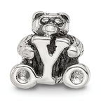 Sterling Silver 925 Kids Letter Y Bead with Antiqued Finish