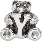Sterling Silver 925 Kids Letter Y Bead with Antiqued Finish
