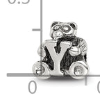 Sterling Silver 925 Kids Letter Y Bead with Antiqued Finish