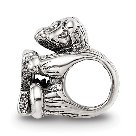 Sterling Silver 925 Kids Letter Z Bead with Polished Antique Finish