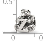 Sterling Silver 925 Kids Letter Z Bead with Polished Antique Finish