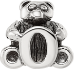 Sterling Silver 925 Kids Letter O Bead with Polished Antique Finish