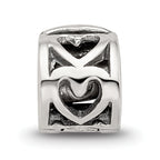 Sterling Silver 925 Heart Clip Bead with Polished Antique Finish for Kids