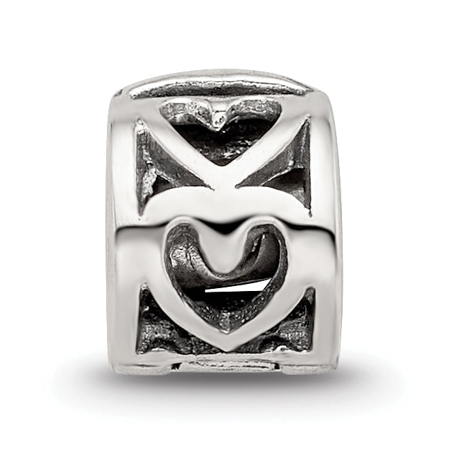 Sterling Silver 925 Heart Clip Bead with Polished Antique Finish for Kids