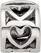 Sterling Silver 925 Heart Clip Bead with Polished Antique Finish for Kids