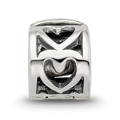 Kids Collection Sterling Silver Reflections Heart Pattern Clip Bead