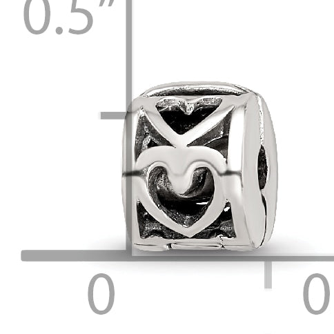 Kids Collection Sterling Silver Reflections Heart Pattern Clip Bead