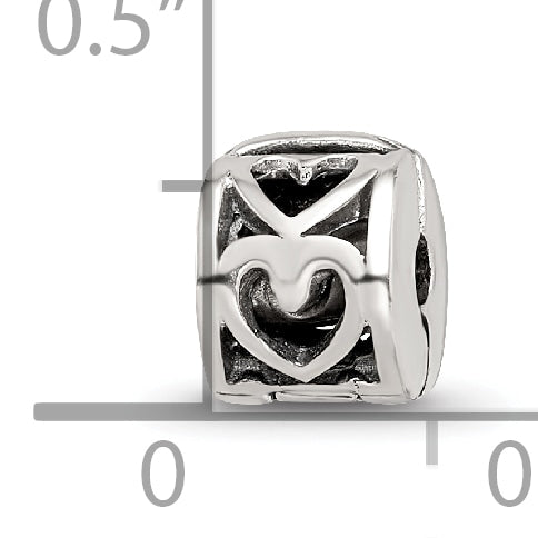 Sterling Silver 925 Heart Clip Bead with Polished Antique Finish for Kids