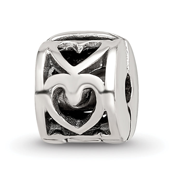 Kids Collection Sterling Silver Reflections Heart Pattern Clip Bead