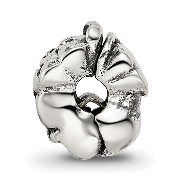 Sterling Silver 925 Lion Bead for Kids with Antiqued Finish Solid Design Secondary image
