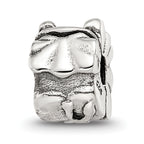 Sterling Silver 925 Lion Bead for Kids with Antiqued Finish Solid Design