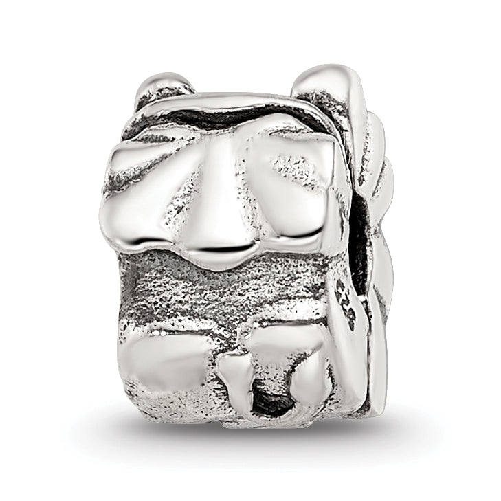 Sterling Silver 925 Lion Bead for Kids with Antiqued Finish Solid Design