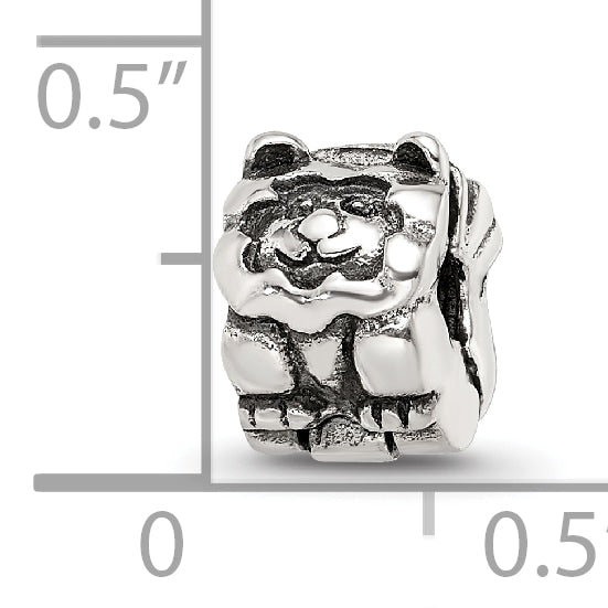 Sterling Silver 925 Lion Bead for Kids with Antiqued Finish Solid Design