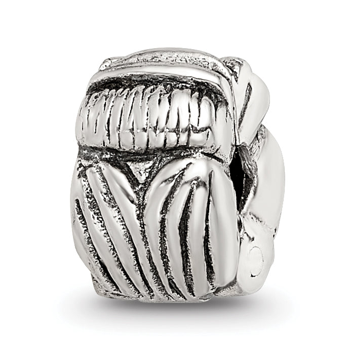 Sterling Silver 925 Kids Owl Clip Bead with Antiqued Finish