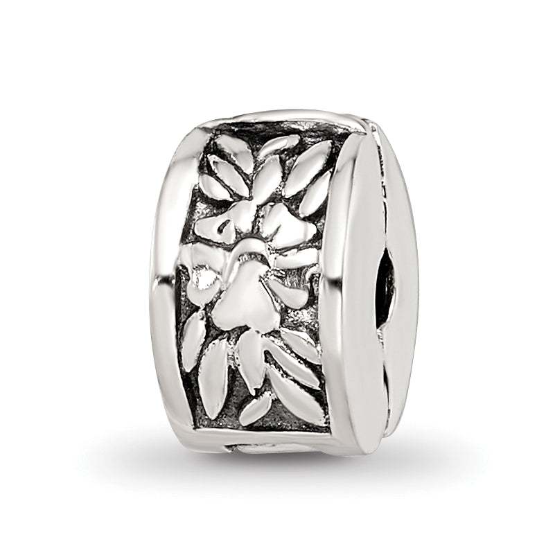 Kids Collection Sterling Silver Reflections Floral Pattern Clip Bead Main image