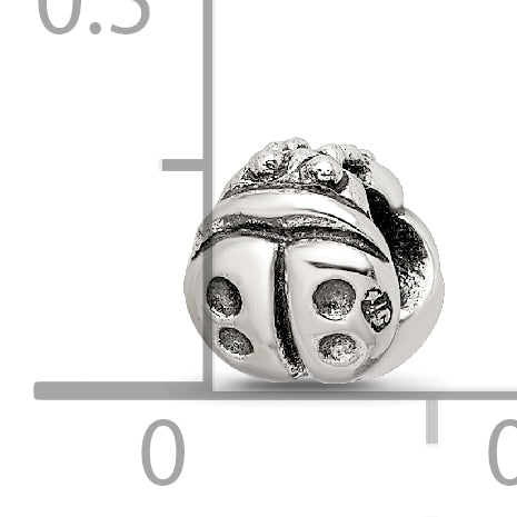 Sterling Silver 925 Ladybug Bead for Kids with Antiqued Finish
