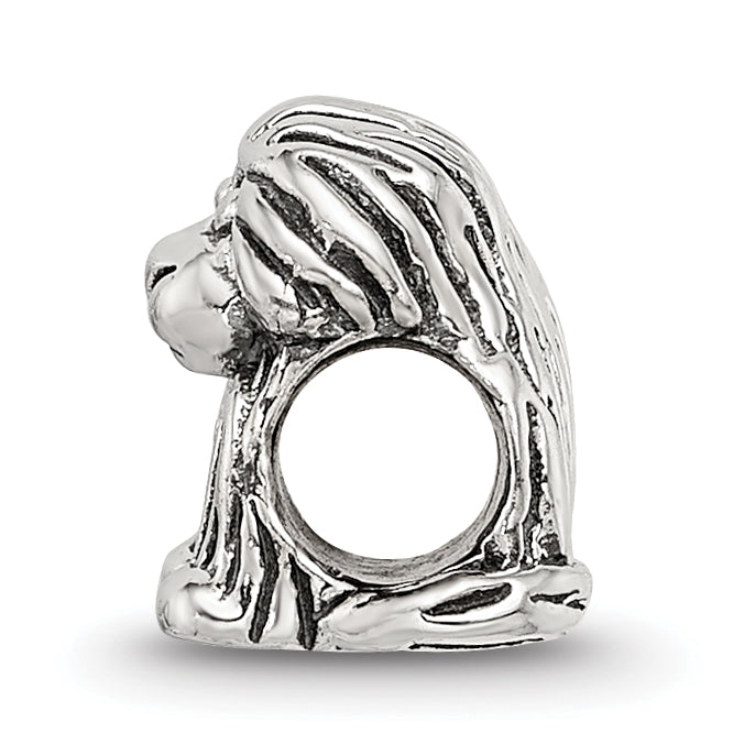 Sterling Silver 925 Kids Puppy Bead with Antiqued Finish Solid Style