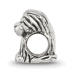 Sterling Silver 925 Kids Puppy Bead with Antiqued Finish Solid Style