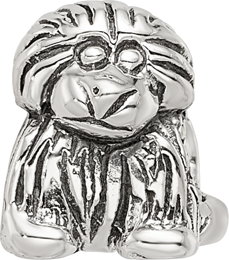 Sterling Silver 925 Kids Puppy Bead with Antiqued Finish Solid Style