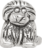 Sterling Silver 925 Kids Puppy Bead with Antiqued Finish Solid Style