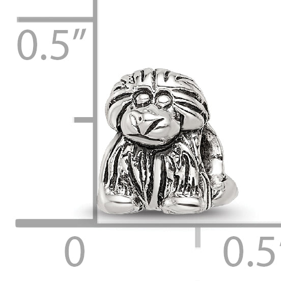 Sterling Silver 925 Kids Puppy Bead with Antiqued Finish Solid Style