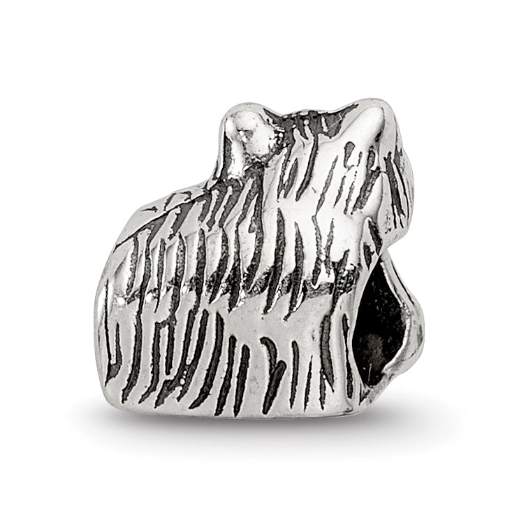 Sterling Silver 925 Antique Kids Kitten Bead Solid Casted Charm