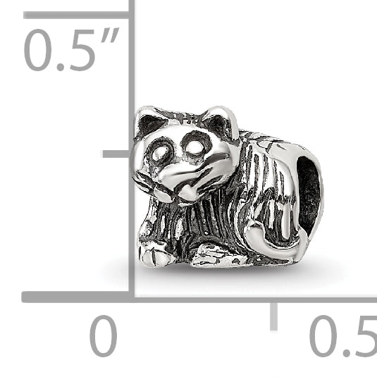 Sterling Silver 925 Antique Kids Kitten Bead Solid Casted Charm